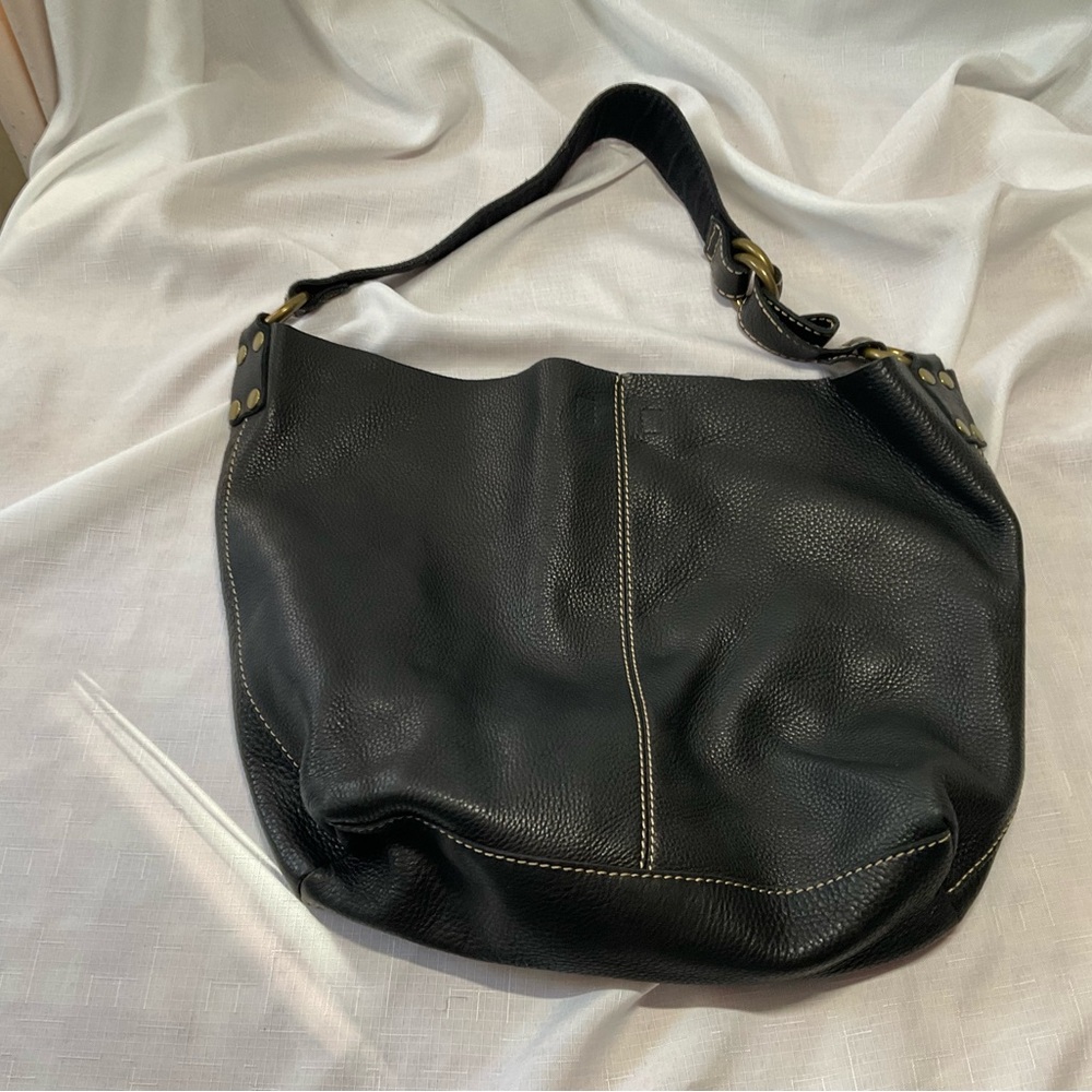 Huge Lucky Brand Black Leather Bucket Bag